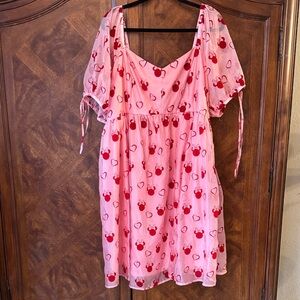 Disney Minnie Hearts Flowing Pink Smocked Back Dress size 3X